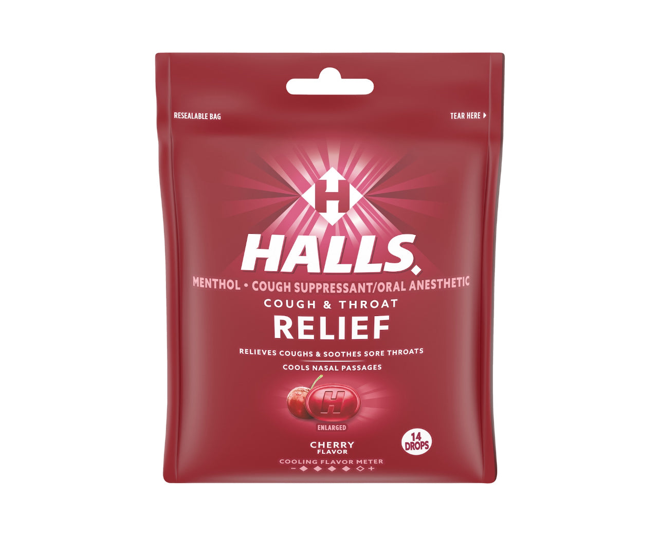 Halls Menthol Cough & Throat Cherry 14 ct