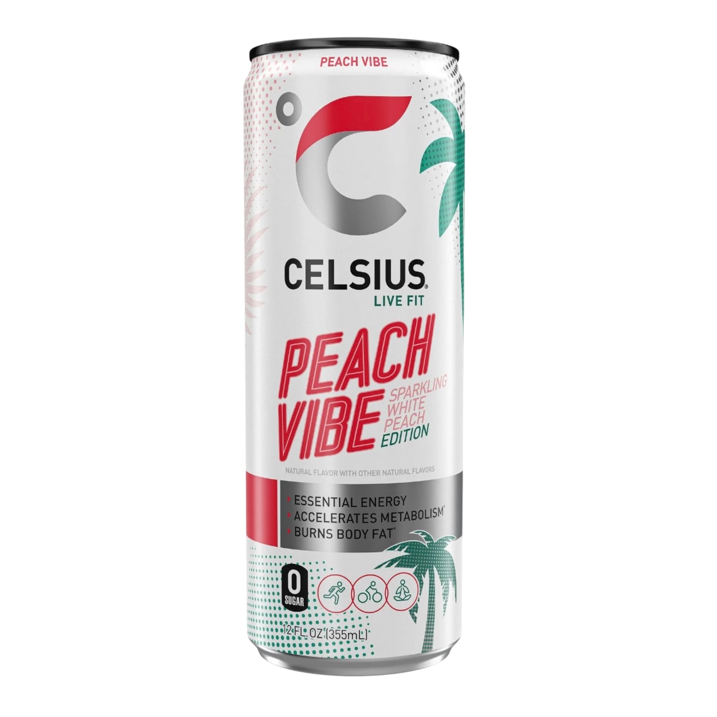 Celsius Peach Vibe 12 oz Can